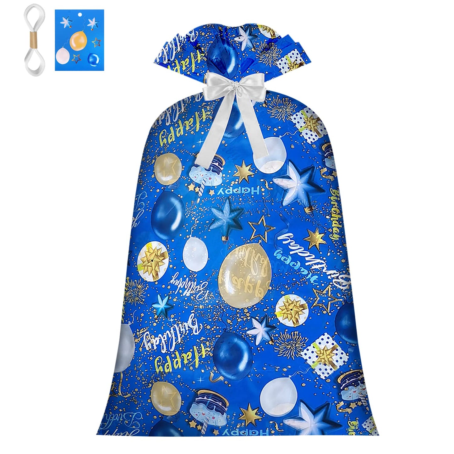 Extra Large Gift Bag Jumbo Giant Gift Bags,Oversized XL Big Huge Gift Bag for Present,Blue Gift Wrap Birthday Bag Plastic Bike Wrapping Bag for Large Gifts for Boy Men Child Kids(48inch 1Pack)