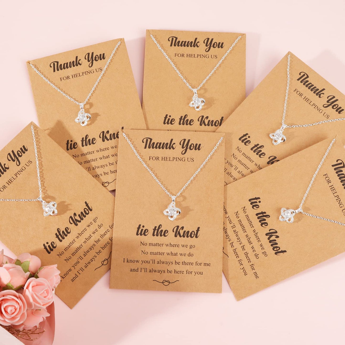 choice of all 2/3/4/6/8Pcs Bridesmaid Gifts Bridesmaid Necklace for Women Tie The Knot Necklace Wedding Gifts Bridesmaids Proposal Gift