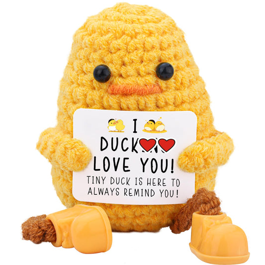 BILOLLY I Love You Gifts for Her Him Boyfriend Girlfriend Wife Husband Couple, Birthday Anniversary Valentines, Handmade Crochet Knitted Cute Duck