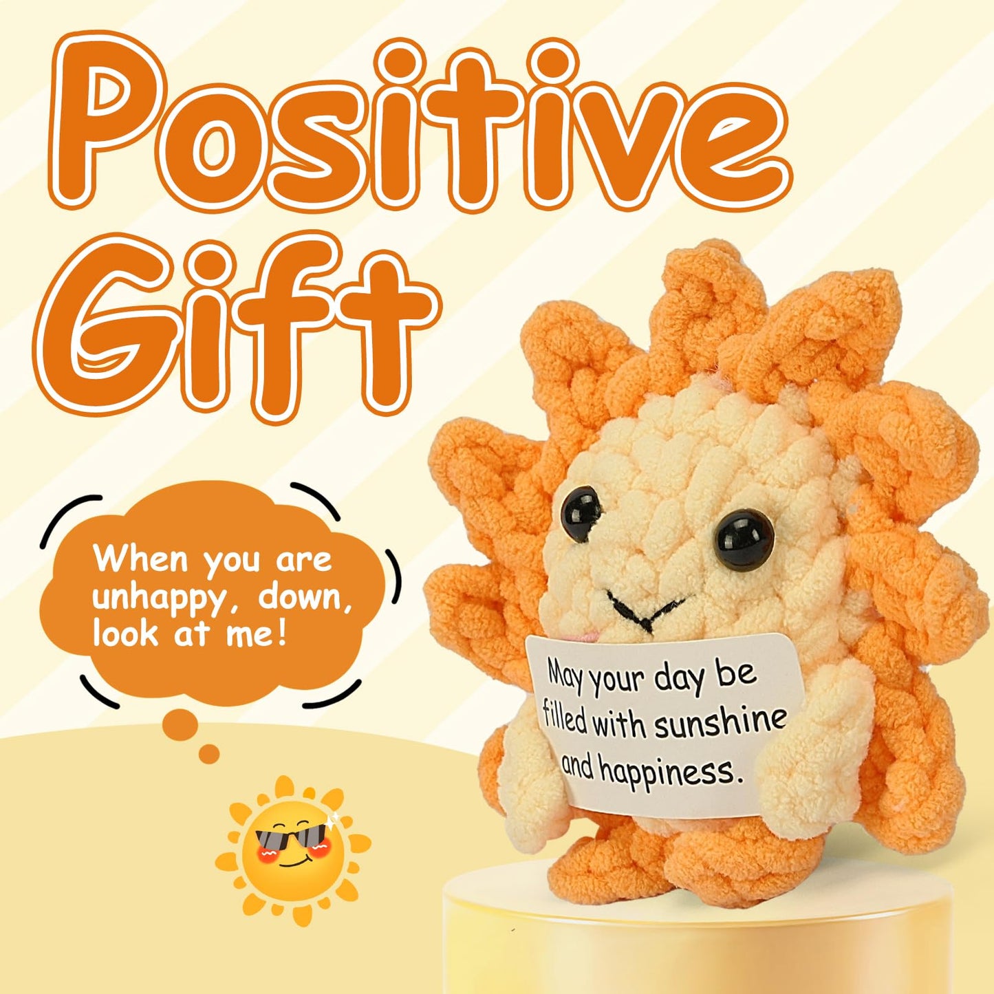 Beeboy Emotional Support Crochet Sunshine - Positive Support Plush Gift Ideas for Women, Crochet Ornament Stuff Advent Calendar, Positive Affirmations Amigurumi Dolls