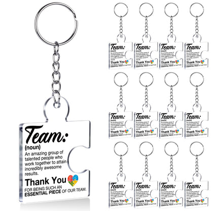 Team Appreciation Gifts for Employee Coworker Staff Bulk, Teamwork Thank You Gift Set Puzzle Piece Acrylic Keychains