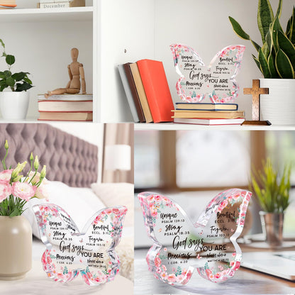 Christian Gifts for Women Friends Birthday Butterfly Inspiration Religious Valentines Gifts for Women Mom Sister Coworker God Says You Are Gift Catholic Encouragement Faith Based Desk Decor Plaque