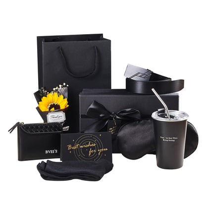 9-piece birthday gift set, men's gift basket, father's gift box, suitable for men. (Black)