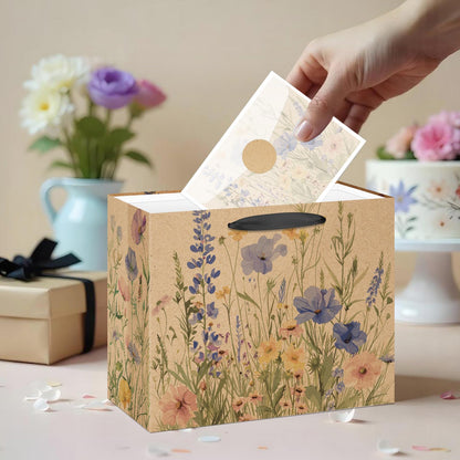 Wildflower Gift Bag Christmas Gifts Wild Floral Birthday Bag with Wrapping Paper Card Sticker Envelope for Watercolor Flower Christian Presents Wedding Baby Shower Bridal Shower Engagement Gifts Wrap
