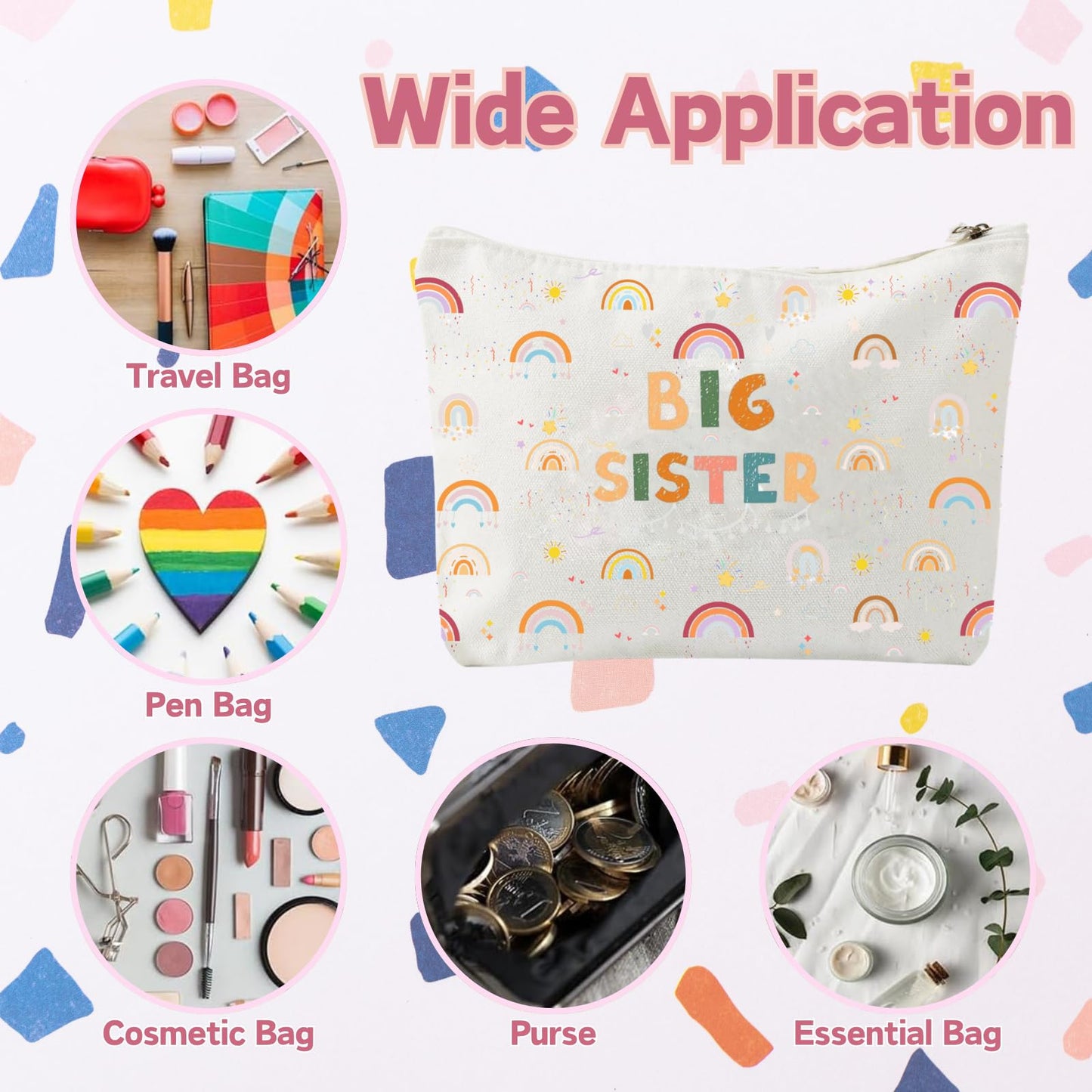 3PCS Big Sister Gifts for Girls, Big Sister Tote Bag, Pen Bag, Bracelet for Announcement Gift Set Sibling Keepsake