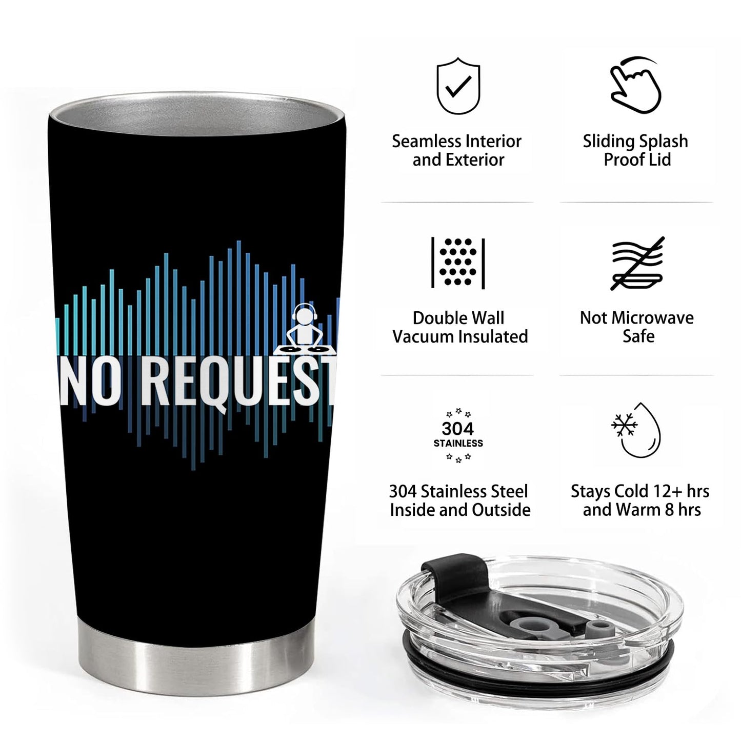 DJ Gifts for Men, Cool Gifts for DJ, 20oz Stainless Steel Tumbler with Lid Straw