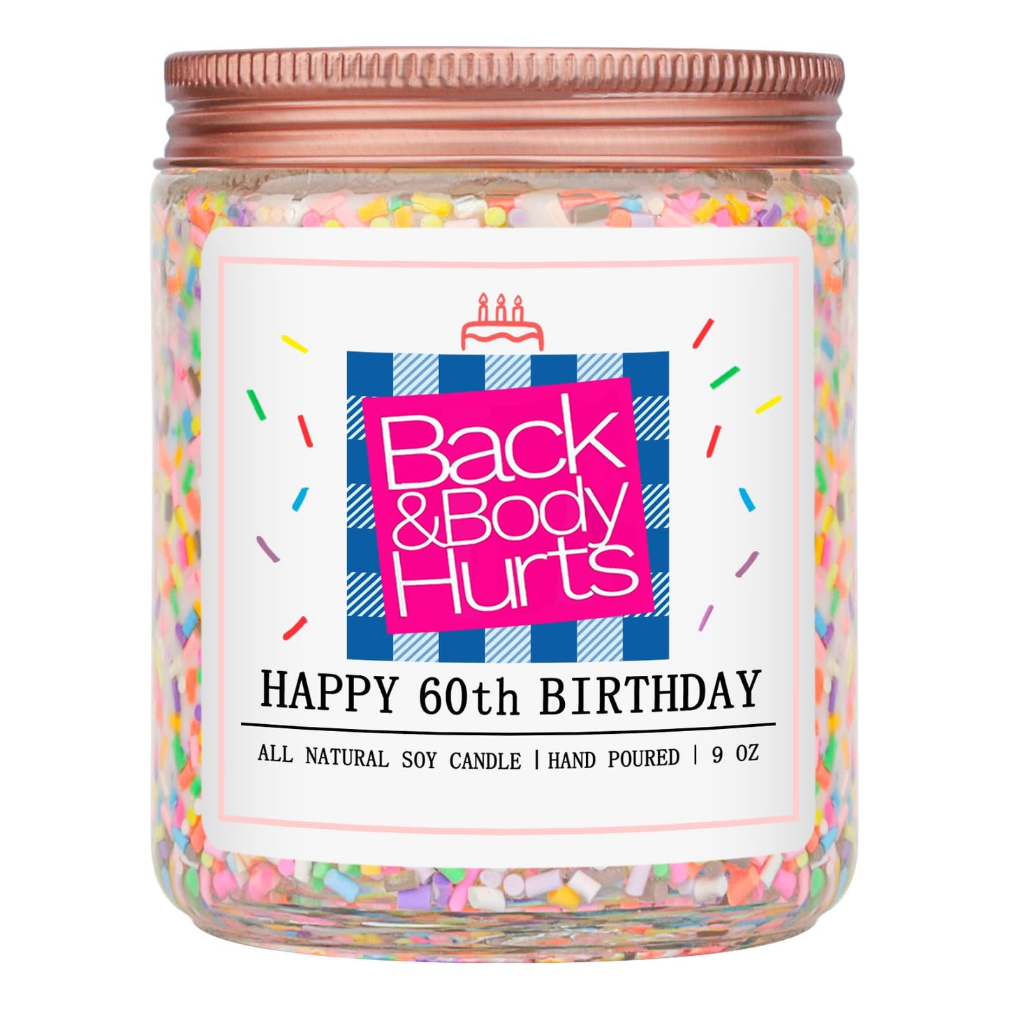 Homsolver 60th Birthday Gifts for Women, Gifts for Her, Unique Best Friend Gift Ideas -Back & Body Hurts 60th Birthday Decorations Candles