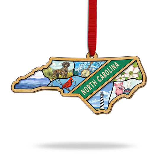 North Carolina Ornament, State Ornament, North Carolina Ornaments for Car Hanging Decorations, NC Holiday Decor Gift, Home Decor Gifts Souvenir Birthday Gift for Men Women Family Friends