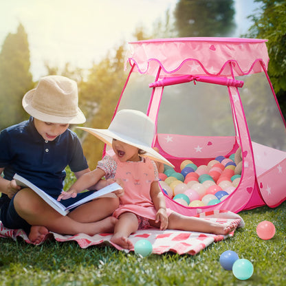 Crayline Pop Up Princess Tent with Star Light, Toys for 1 2 3 Year Old Girl Birthday Gift, Baby Girl Toys, Ball Pit for 12-18 Months Toddler Gift, Easy to Pop Up and Assemble(Pink)