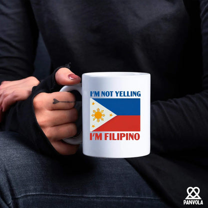 Panvola I'm Not Yelling I'm Filipino Philippines Gifts For Men Women Filipino Friends Family Immigrants New Citizen Funny Coffee Ceramic Mug 11 oz White