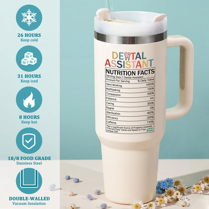 Lifecapido Dental Assistant Appreciation Gifts, Dental Assistant 40oz Tumbler with Keychain and Stickers, Dental Assistant Gifts, Birthday Gifts Christmas Gifts for Dental Assistant Coworkers, Creamy