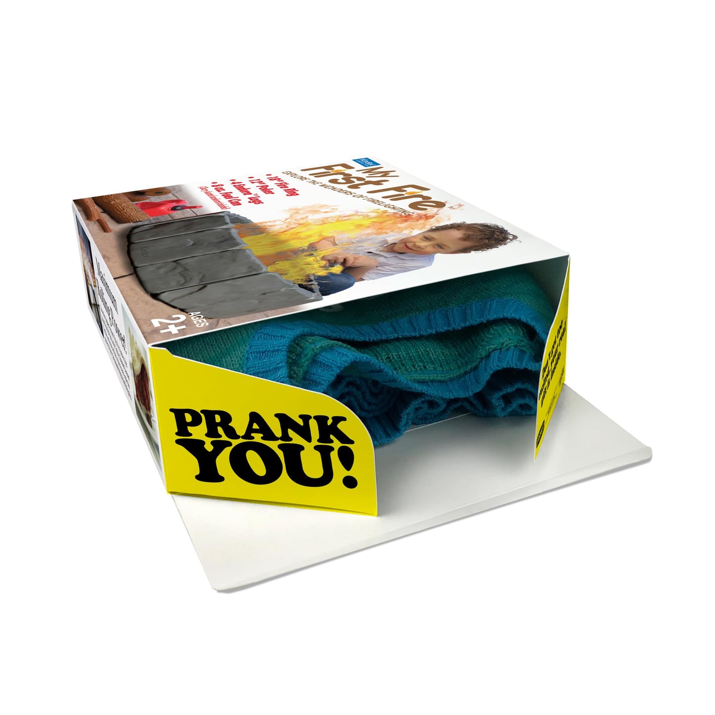 Prank-O My First Fire Prank Gift Box – Funny Empty Gag Gift Packaging for White Elephant, Christmas & Office Parties, Hilarious Joke Gift Box to Hide Real Presents for Friends & Family
