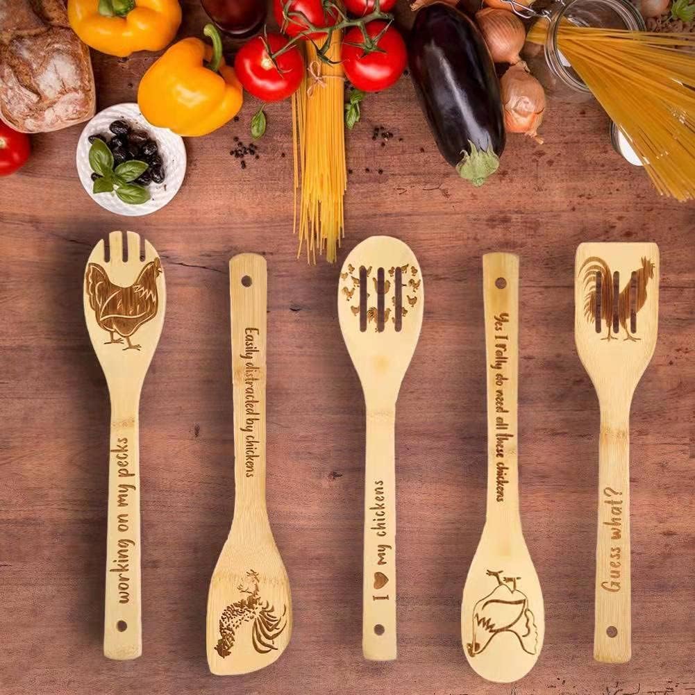 Chicken Wooden Spoons for Cooking Mothers Day Chicken Decor Chicken Kitchen Accessories Rooster Kitchen Decor Farmhouse Chicken Stuff Mothers Day Chicken Gifts for Women