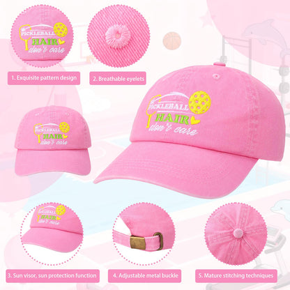 Pickleball Hat for Women, Pickleball Accessories with Cotton Baseball Cap Socks Stainless Steel Tumbler for Birthday Christmas Pink