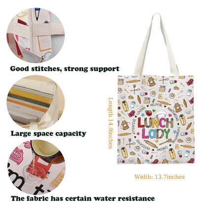 KUIYAI Lunch Lady Appreciation Tote Bag Cafeteria Crew Gift Lunch Squad Gift School Lunch Stuff Gift Cafeteria Lady Shoulder Bag