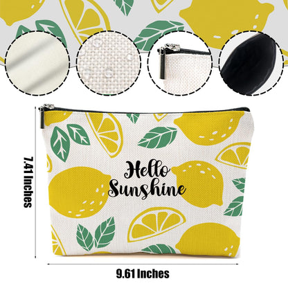Lemon Makeup Bag Inspirational Cosmetic Bag Sunshine Gifts for Women Girls Friend Niece Daughter Lemon Themed Gifts Travel Organizer Zipper Pouch Graduation Birthday Friendship Gifts