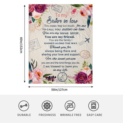Sister-in-Law Gifts Blanket 60" x 50", Sister in Law Gifts for Women - Funny Present for Sisters Birthday Present Ideas Throw Blankets