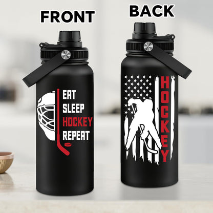 Fufandi Hockey Gifts for Men - Hockey Mom Gifts, Gift Hockey Player for Men Boy - Hockey Lover Sports Love Travel Water Bottle 32oz