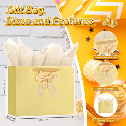 Bloomwords 13" Mother’s Day Gift Bag - 1 Large Paper Bag with Bow, Greeting Card & 2 Tissues, Sturdy Handles for Woman Birthdays, Valentines’s Day, Mother’s Day