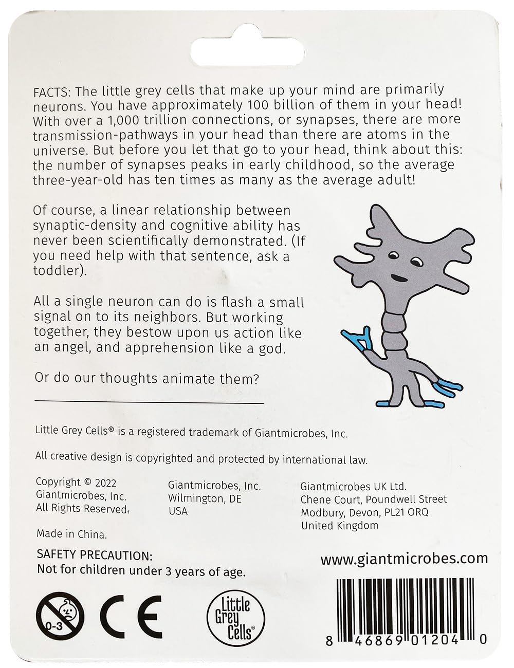 Little Grey Cells: Smart Brain Cell Keychain by GIANTmicrobes-Learn About Brain Science with this Unique Neuron, Fun Gift for Scientists, Doctors, Neuroscience and Psychology fans