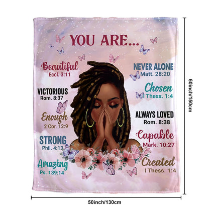 Throw Blanket, Soft Fleece Blanket with Inspirational Positive Thoughts and Quotes for Bedroom, Ideal as a Gift for Girls and Women 50x60 Inch