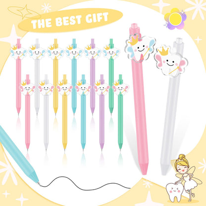 12 Pcs Tooth Fairy Wand Pens, Cute Tooth Fairy Gifts for Lost Teeth Rewards, Fun Writing Pens for Prizes, Dental Hygiene Rewards & Birthday Party Favors