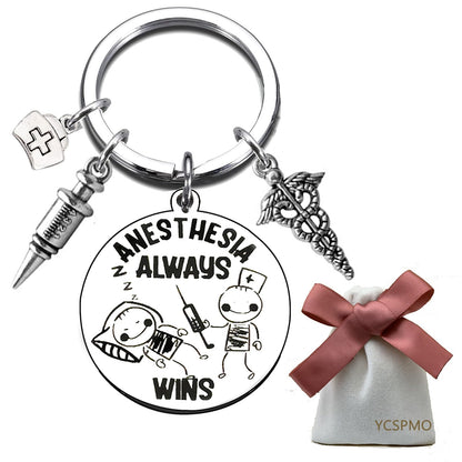 Anesthesia Gifts Nurse Anesthetist Keychain for Christmas Graduation Retirement Appreciation Gifts for Anesthesiologist ICU RN ER Nurse Thank You Gift for Anesthesia Tech Week Anesthesiology Keyring