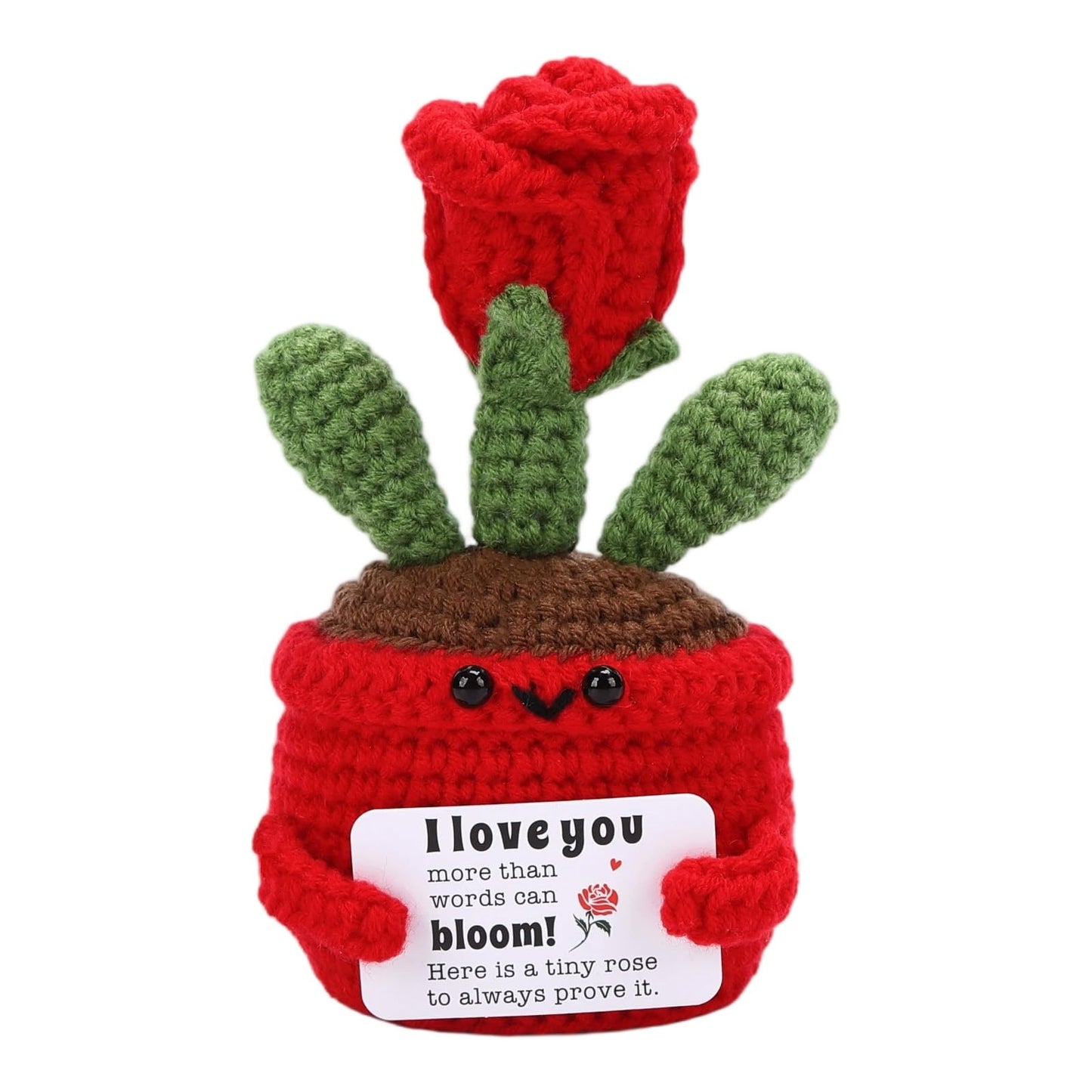 Gifts for Mom Women, Positive Crochet Rose for Galentines, Wedding,Anniversary Gift, I Love You Valentines Gifts for Women Wife,Girlfriend Mom Boyfriend Husband