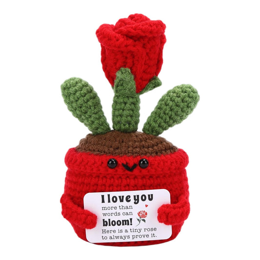 Gifts for Mom Women, Positive Crochet Rose for Galentines, Wedding,Anniversary Gift, I Love You Valentines Gifts for Women Wife,Girlfriend Mom Boyfriend Husband