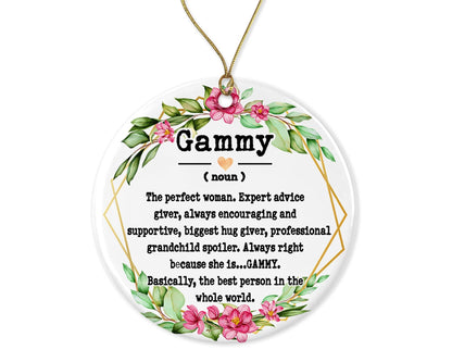 Gammy Ornament - Christmas & Mother's Day Keepsake - Printed on Both Sides