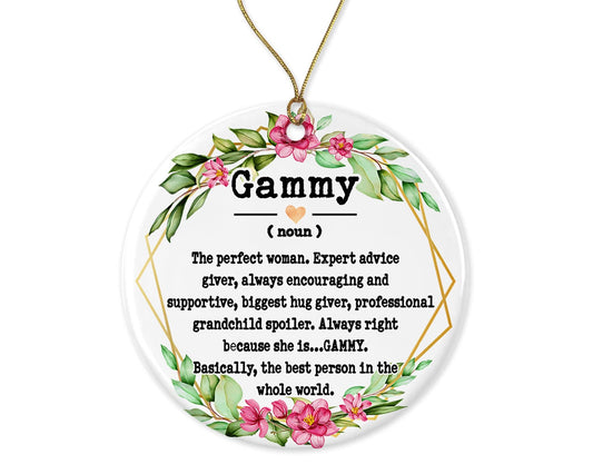 Gammy Ornament - Christmas & Mother's Day Keepsake - Printed on Both Sides