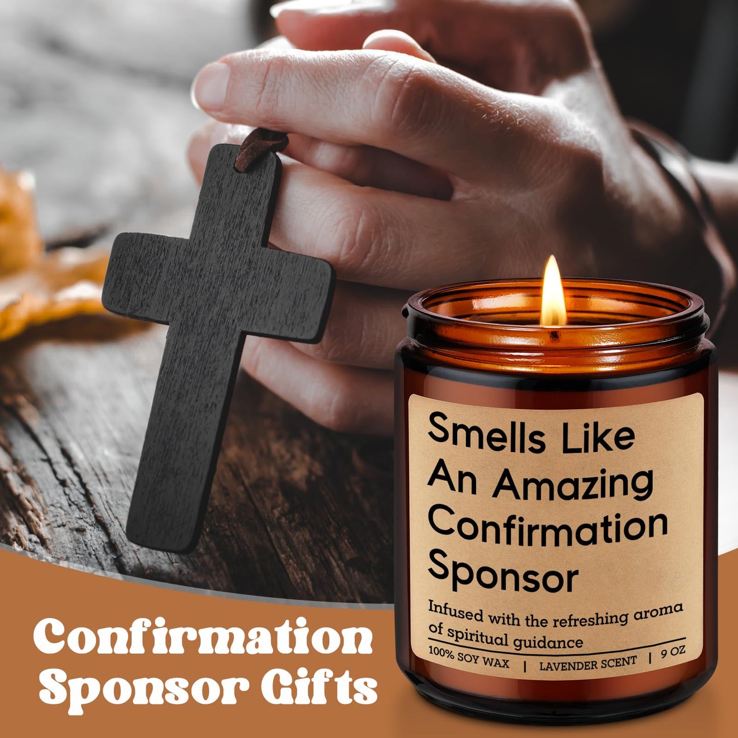 Miracu Candle, Confirmation Sponsor Gifts for Women, Men - Spiritual Christian Catholic Girls Confirmation Gifts for Sponsor, Thank You from Candidate, Appreciation, Proposal Presents from Confirmant