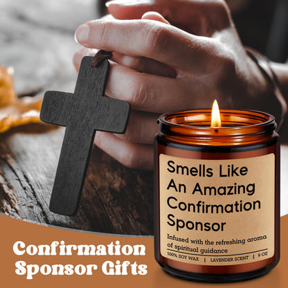 Miracu Candle, Confirmation Sponsor Gifts for Women, Men - Spiritual Christian Catholic Girls Confirmation Gifts for Sponsor, Thank You from Candidate, Appreciation, Proposal Presents from Confirmant