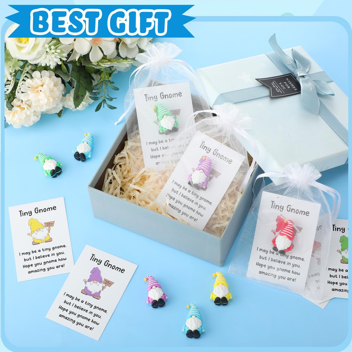 30 Sets Good Luck Gifts Bulk Include Mini Gnomes Figurines Blessing Cards Pocket Favors for Gift Stuffers Fillers to Hide and See Decor in Yard Landscape Indoor Fairy Garden DIY Crafts(Standing)