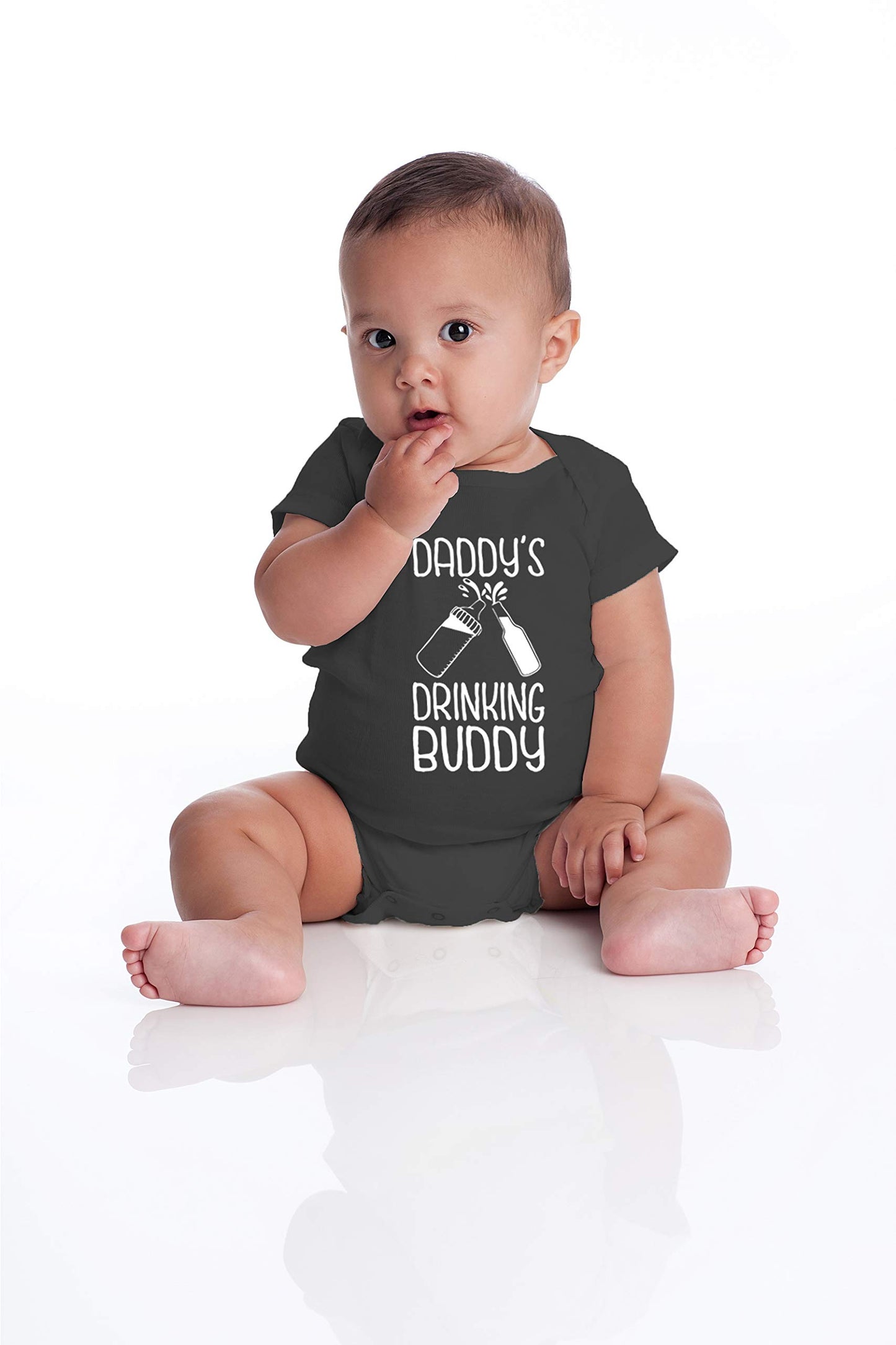 Belle Homie Daddy's Drinking Buddy - Funny Baby Essentials Bodysuit - Infants Outfit Newborn Unisex Rompers
