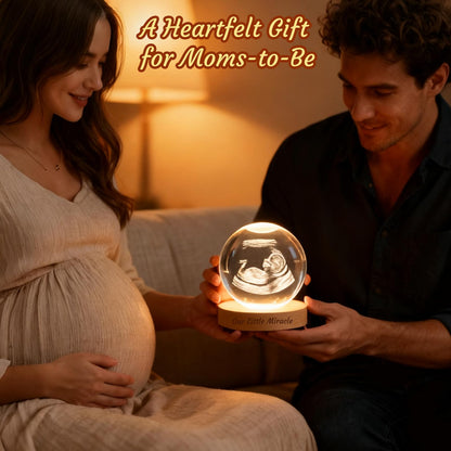 Personalized 3D Photo Crystal Ball for Mom, Custom Engraved Picture Lamp, Color Changing Crystal Globe for Family, Pets, Couples, Babies, Memorial, Birthday, Anniversary (Circle)