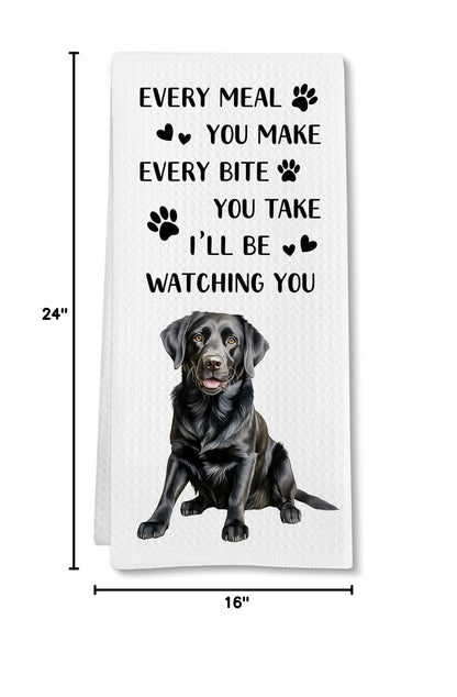 Black Lab Gifts Dog Kitchen Towels, Labrador Retriever Gifts Hand Towel, Funny Every Meal You Make Decorative Tea Dish Towels for Kitchens, Black Labrador Retriever Dog Kitchen Decor, 16x24in