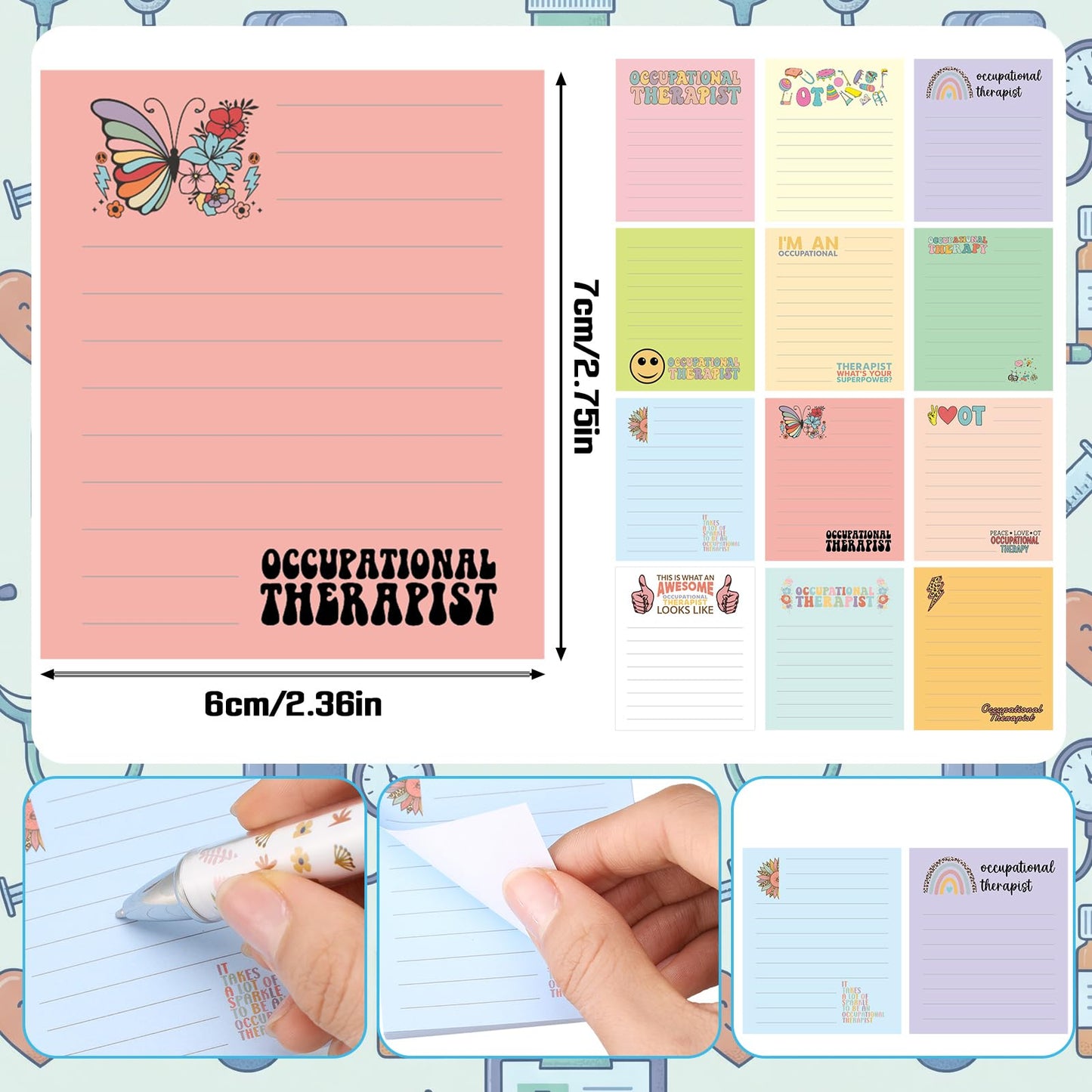 Resurhang 48 Pcs Occupational Therapy Month Appreciation Gift Occupational Therapist Pens and Notepads OT Sticky Notes Ballpoint Pens OT Appreciation Gifts for Women Men Friend Staff Coworker Teacher