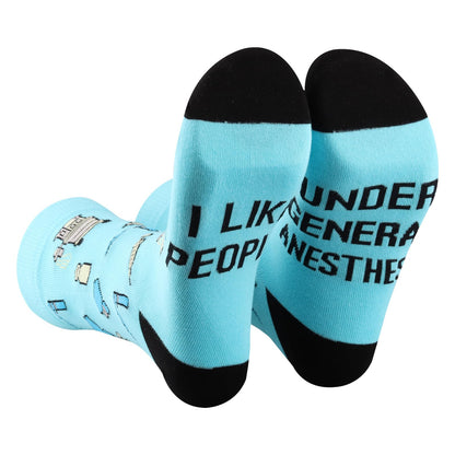 PXTIDY 2 Pairs Anesthesia Socks Anesthesiologist Gift Anesthesia Tech Gift Anesthesia Tech Week Gift Nurse Anesthesia Gifts