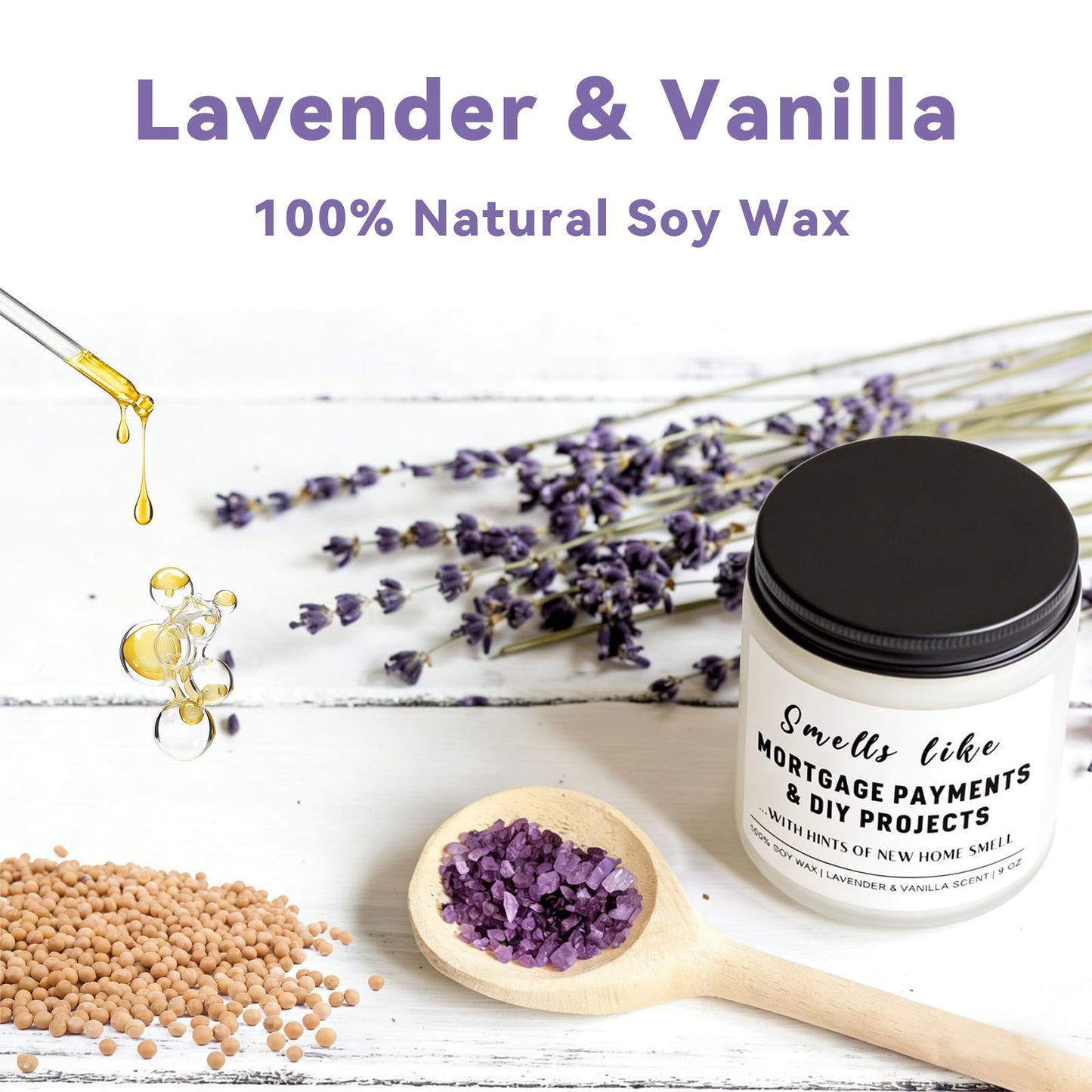 Funny House Warming Gifts New Home Housewarming Gifts New Home Gift Ideas for Women Men Couple First Apartment Essentials Homeowner Decor Closing Gift - Lavender Scented Candle 9 oz (Homes 2)