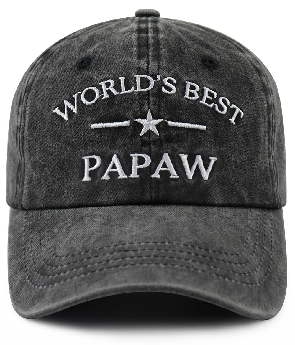 World's Best Dad Papa Pappy Grandpa Pops Papaw Hat for Men, Funny Adjustable Cotton Embroidered Father Baseball Cap
