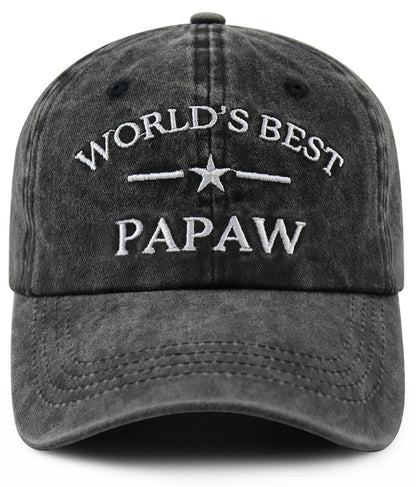 World's Best Dad Papa Pappy Grandpa Pops Papaw Hat for Men, Funny Adjustable Cotton Embroidered Father Baseball Cap