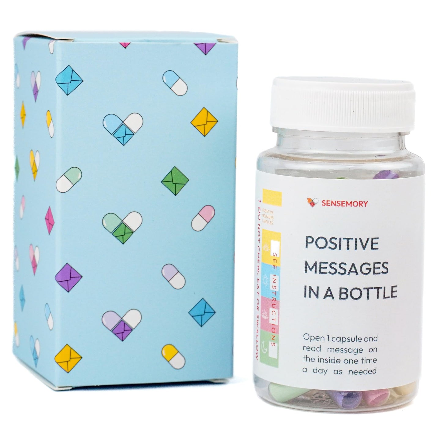 Sensemory 60 Pcs Positive Affirmation Cards Jar, Funny Emotional Support Gift for Teen Girls, Gifts for People with Depression, Motivational Encouragement Inpirational Gifts for Women