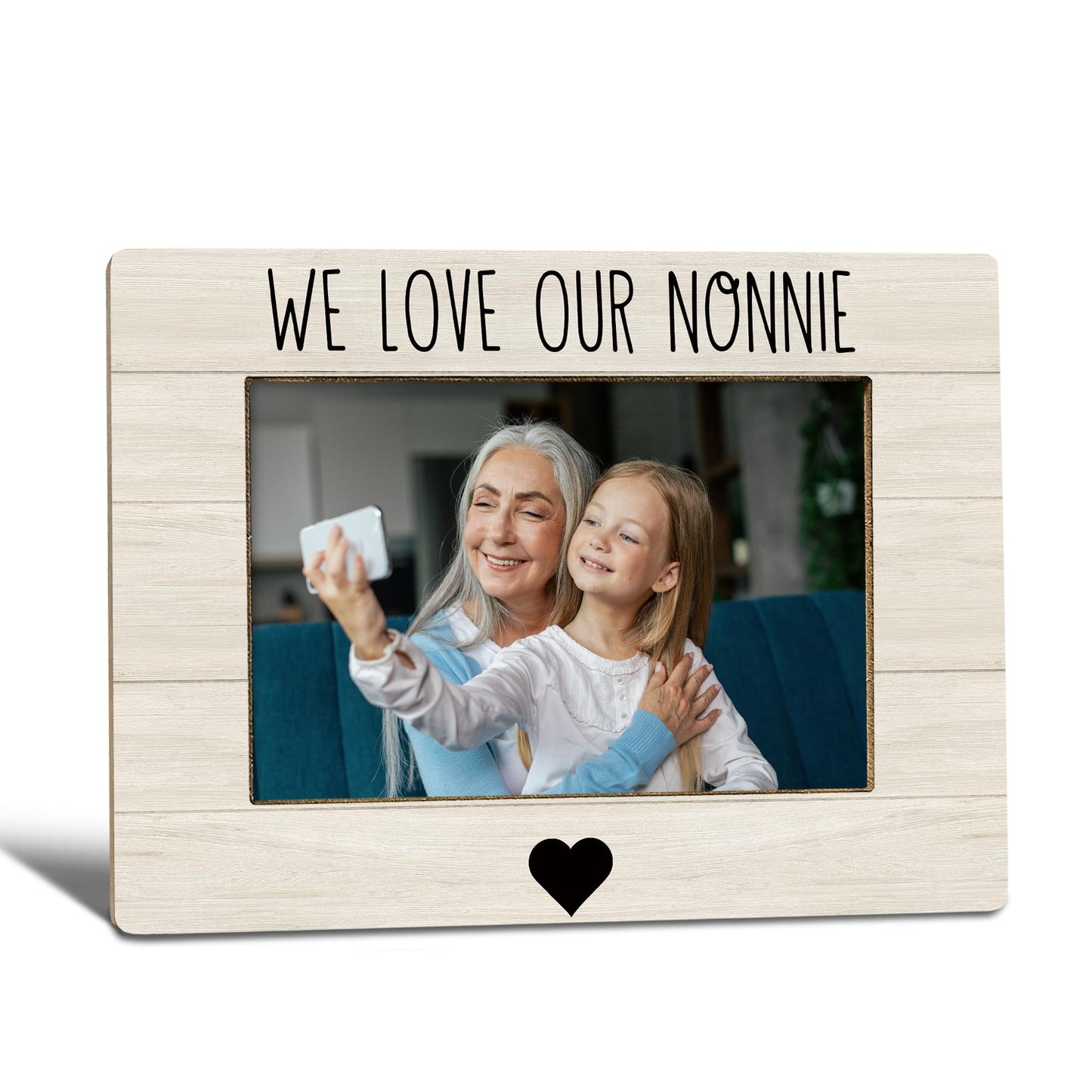Nonnie Grandma Picture Frame, Mother's Day Gifts for Grandma, Grandmother Gifts From Grandkids Photo Frame 4X6, We Love Our Nonnie Wooden Photo Picture Frames for Desk Tabletop Decor
