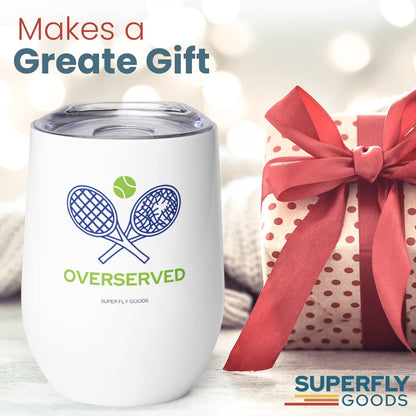 Super Fly Goods - 12 oz Tennis Mug – Insulated Stainless Steel Tumbler with Lid | Keeps Beverages Hot or Cold | Cool Gifts for Women, Dad & Players, Unique Gift Idea (Tennis)