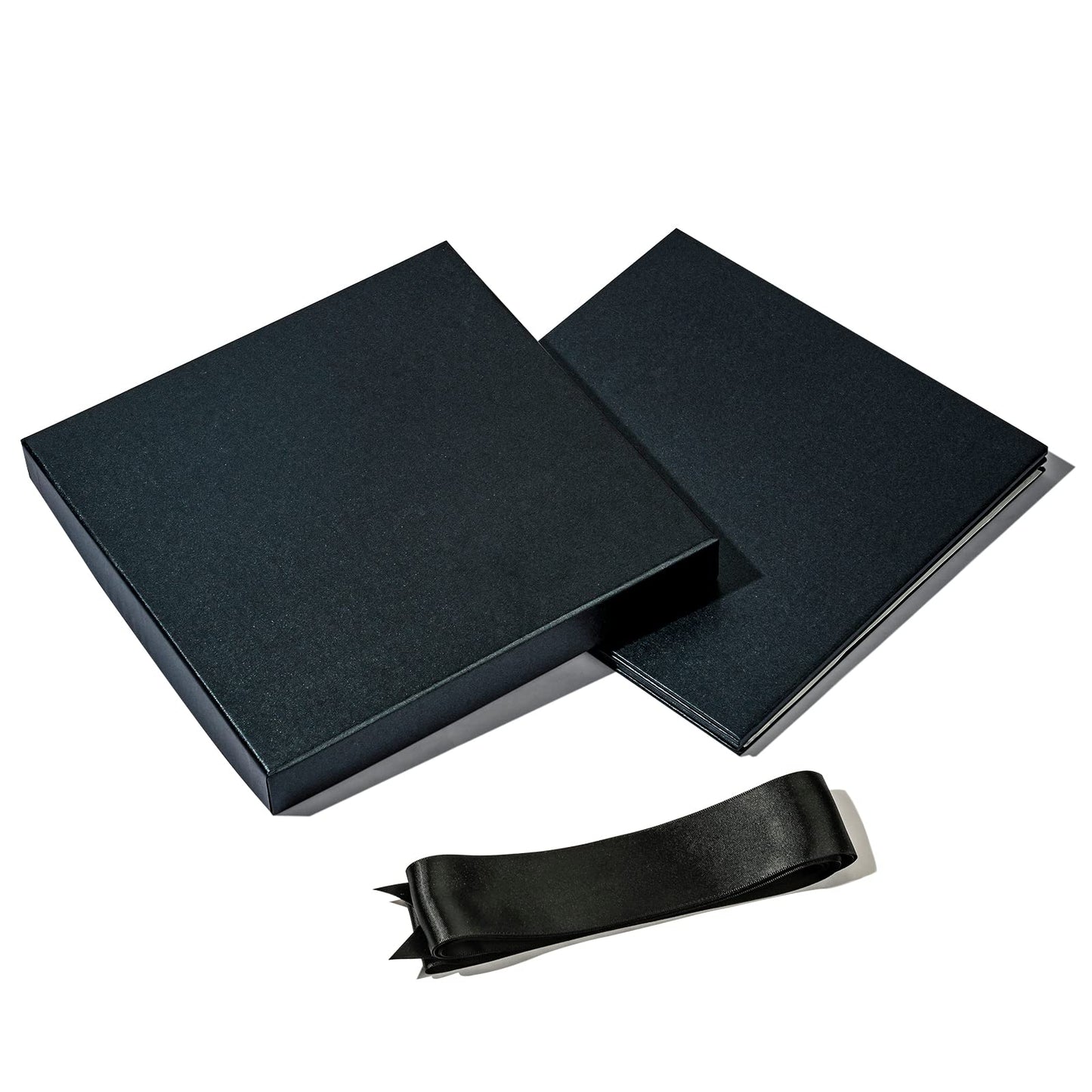 RUSPEPA Black Medium Gift Box with Lids, Ribbon and Tissue Paper, Collapsible Gift Box Perfect for Birthday, Graduation, Father's Day, Wedding and Groomsmen Gifts, 10x10x10 Inches, 1 Pcs