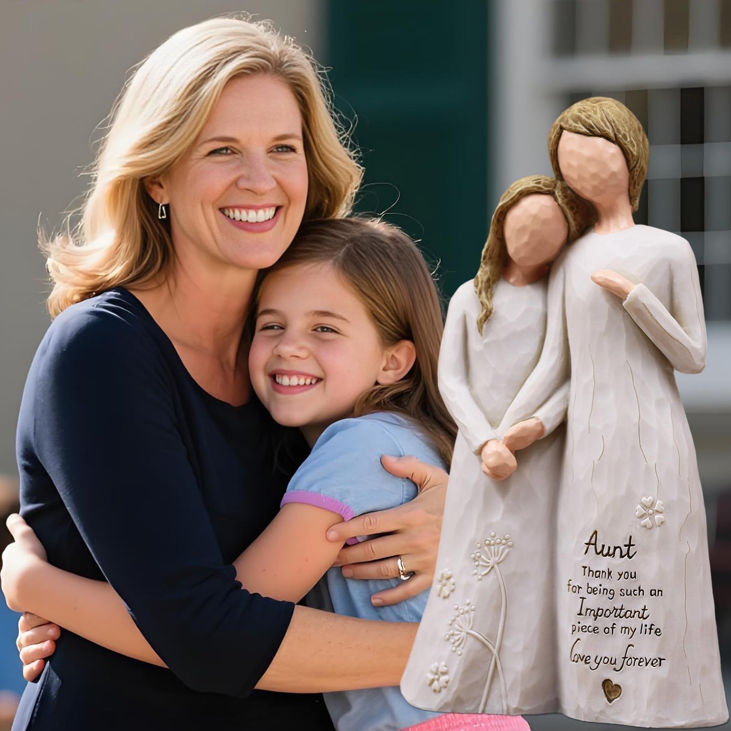 Aunt Birthday Gifts, Gifts for Aunts from Niece, Auntie Gift Ideas, Best Aunt Ever Gift, Aunt Niece Embrace Hand-Painted Resin Figurine