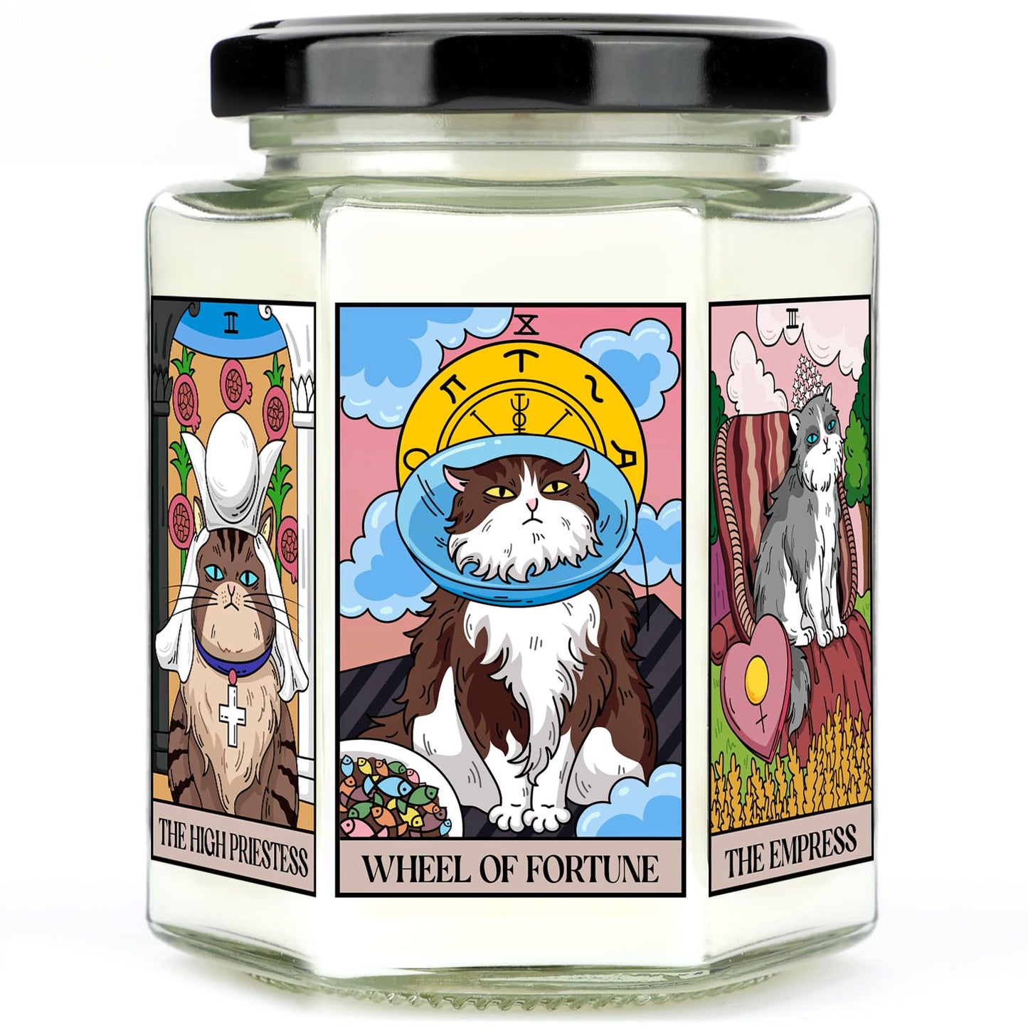 Gifts for Women-Best Friend Birthday Gift for Female-Astrology Gift for Friends-Witchy Gifts for Sister-Funny Candles for Her,Sister,Mom,BFF-Tarot Cat Lavender Candles-8oz Candle Jars