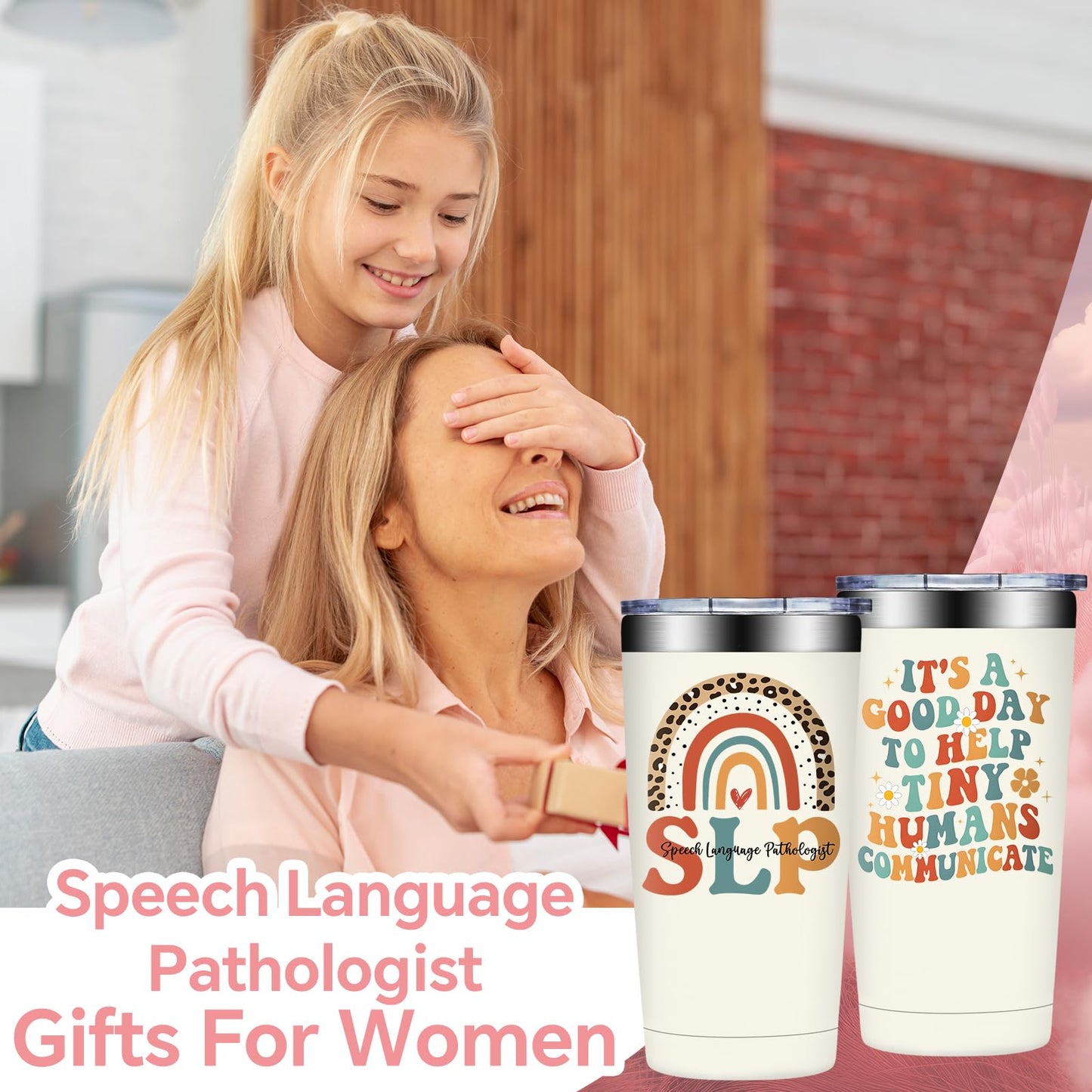 SpenMeta SLP Gifts - Speech Pathologist Gifts for Women - Speech Therapist Appreciation Thank You Gift - 20oz It's a Good Day to Help Tiny Humans Communicate Tumbler Cup