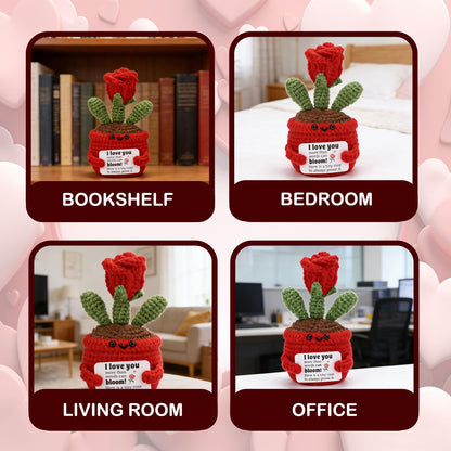 Gifts for Mom Women, Positive Crochet Rose for Galentines, Wedding,Anniversary Gift, I Love You Valentines Gifts for Women Wife,Girlfriend Mom Boyfriend Husband